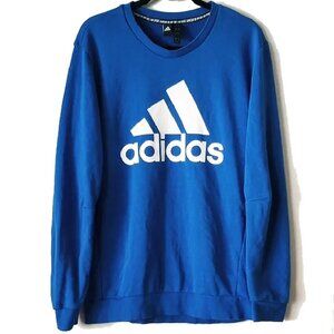 Adidas Originals Crewneck Long Sleeve Sweatshirt L Large White Logo on Blue